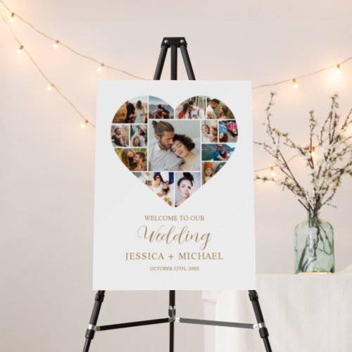 Wedding Welcome Sign Love Heart Photo Collage