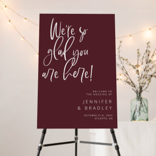 Wedding Welcome Sign Merlot Red
