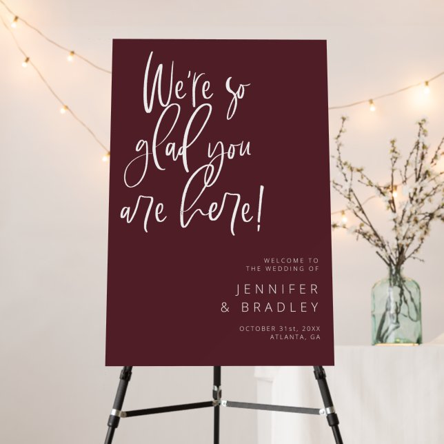 Wedding Welcome Sign | Merlot Red (In Situ (Stand))