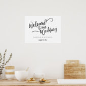 Wedding Welcome Sign - Messy Brush Script Black (Kitchen)