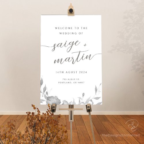 Wedding Welcome Sign Minimalist Boho Floral Poster