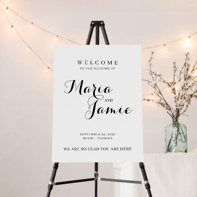 Wedding welcome sign minimalist elegant (In Situ (Stand))