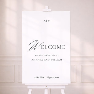 Wedding Welcome Sign   Modern Black & White
