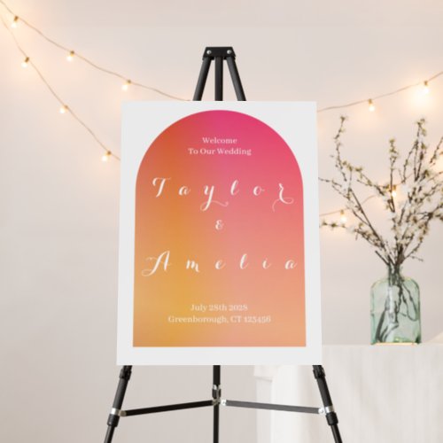 Wedding Welcome Sign Modern Boho Arch Sunset Ombre