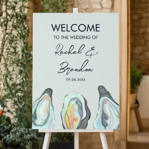 Wedding Welcome Sign, Oyster Coastal Blue Foam Board