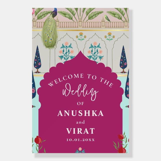 wedding Welcome sign Peacock Mehendi welcome signs (Front)