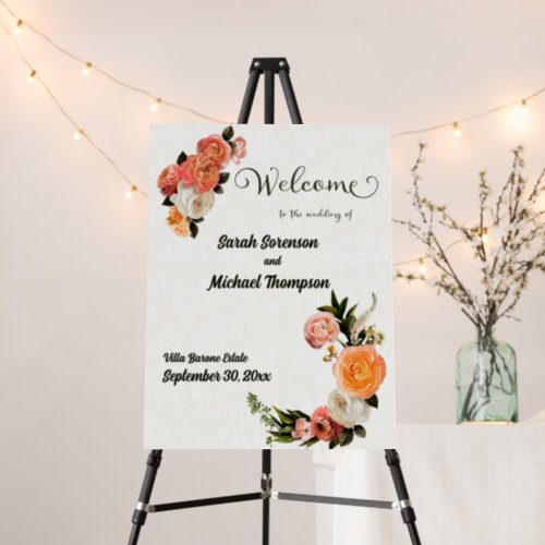 Wedding Welcome Sign Personalized Floral Foamboard