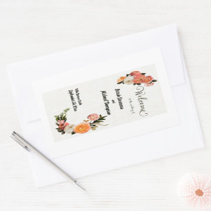 Wedding Welcome Sign Personalized Floral Rectangular Sticker