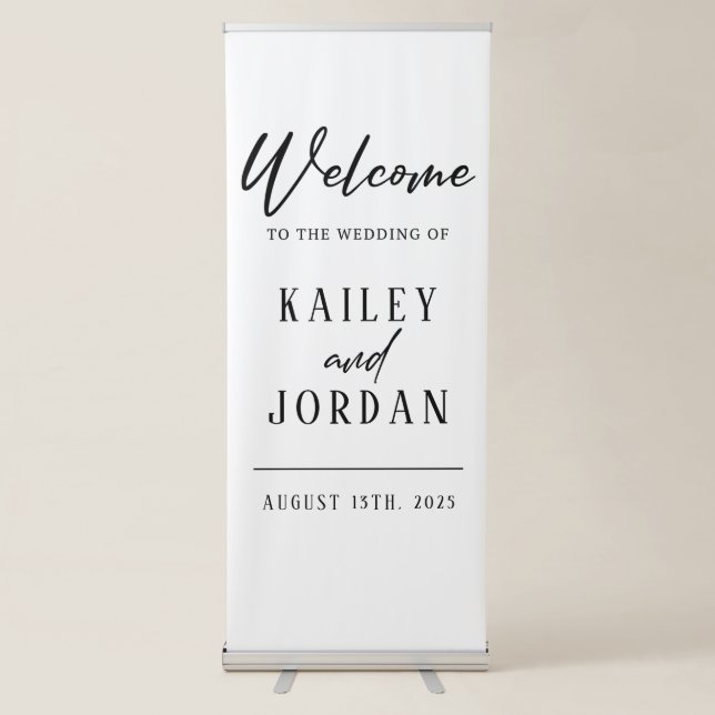 wedding welcome sign, personalized wedding sign,  retractable banner (Front)