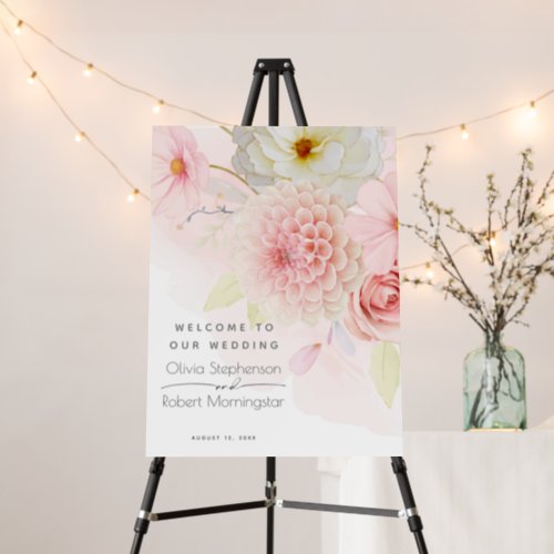 Wedding Welcome Sign Pink Floral