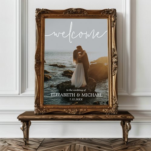 Wedding Welcome Sign Poster Photo White Script