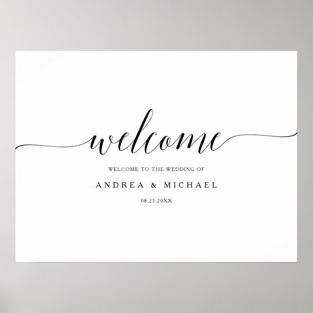 Wedding Welcome Sign Poster - Romantic Calligraphy (Front)