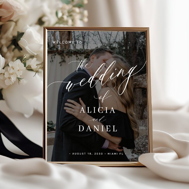 Wedding welcome sign poster script with photo (Creator Uploaded)