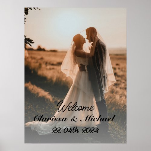 Wedding welcome sign poster with photo
