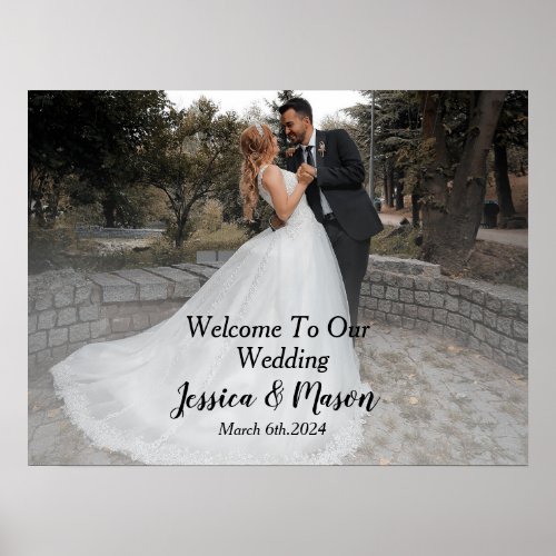 Wedding welcome sign poster with photo