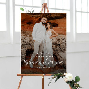 Wedding welcome sign poster with photo