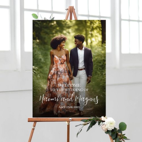 Wedding welcome sign poster with photo