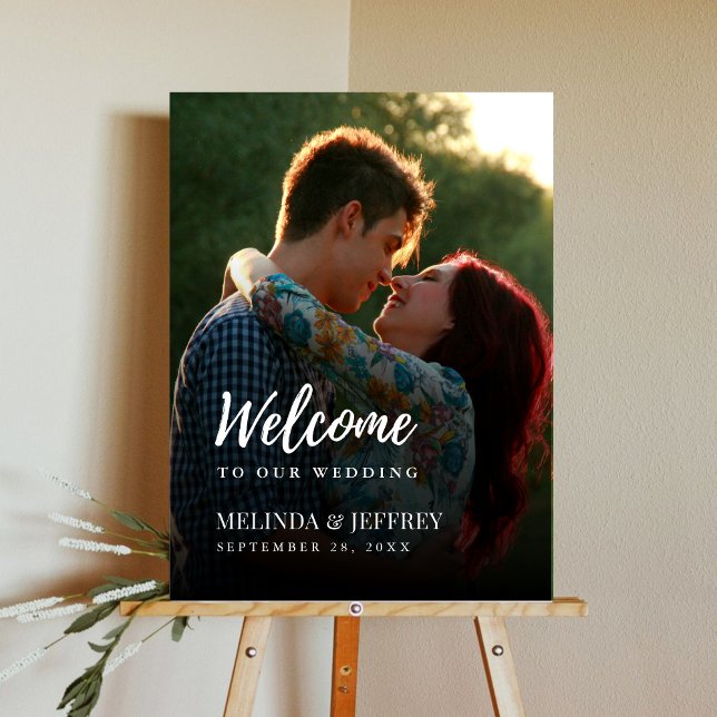 Wedding Welcome Sign Poster with Photo (Wedding welcome sign with photo adds personal charm to your celebration entrance)