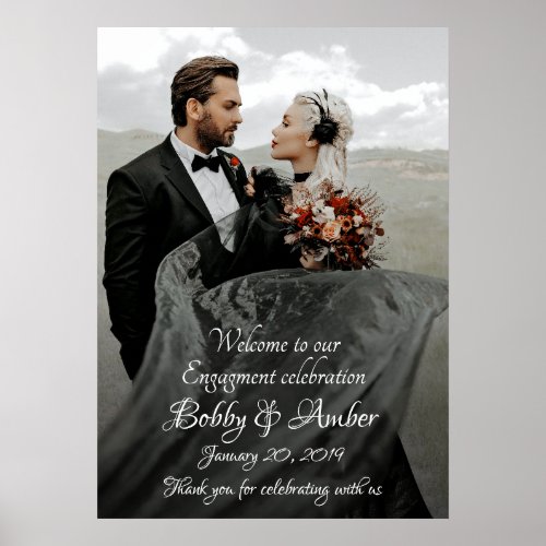 Wedding welcome sign poster with photo