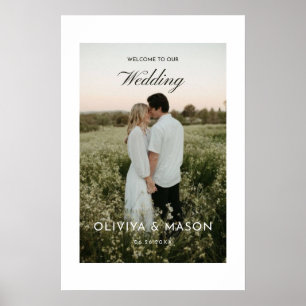 Wedding Welcome Sign Poster with Photo White