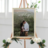 Wedding Welcome Sign Poster with Photo White