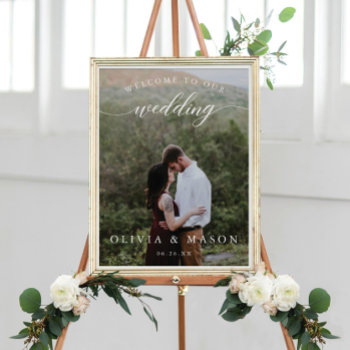 Wedding Welcome Sign Poster With Photo White by CreativeUnionDesign at Zazzle