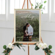Wedding Welcome Sign Poster With Photo White at Zazzle