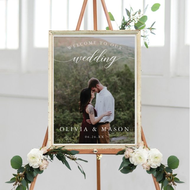 Wedding Welcome Sign Poster with Photo White (Creator Uploaded)
