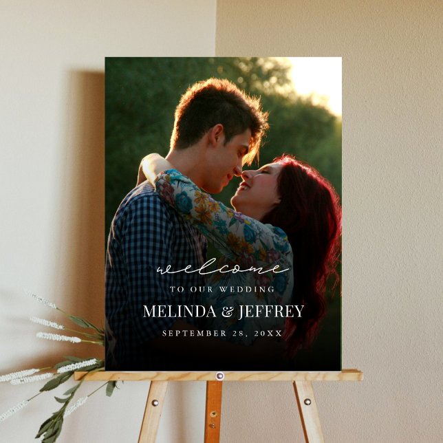 Wedding Welcome Sign Poster with Photo White (Creator Uploaded)