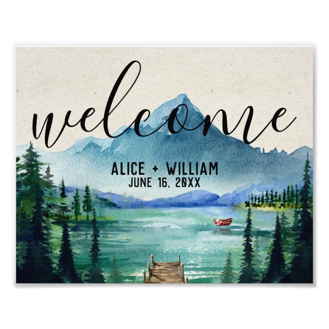 Wedding Welcome Sign - Rustic Lakeside (Front)