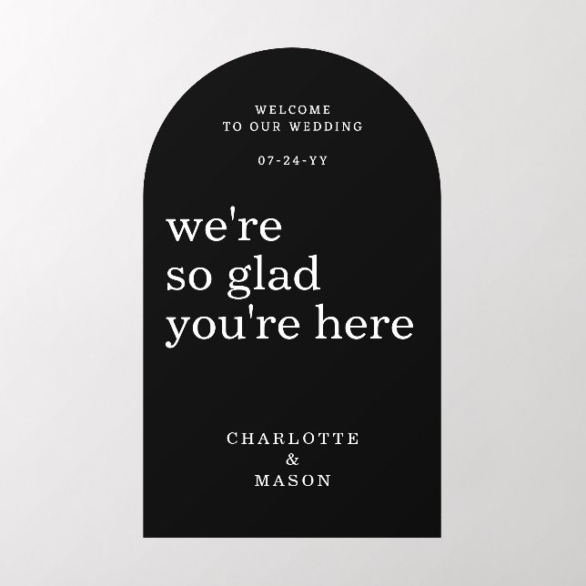 Wedding Welcome Sign Simple Modern Black White Wall Decal (Insitu 2)