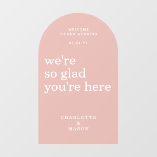 Wedding Welcome Sign Simple Modern Dusty Rose Wall Decal