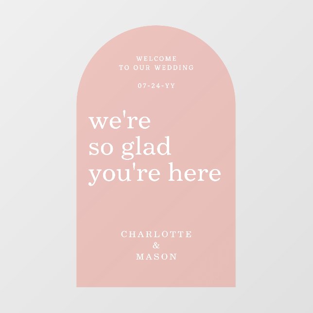 Wedding Welcome Sign Simple Modern Dusty Rose Wall Decal (Front)