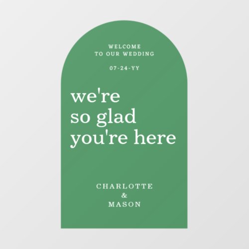 Wedding Welcome Sign Simple Modern Emerald Green Wall Decal