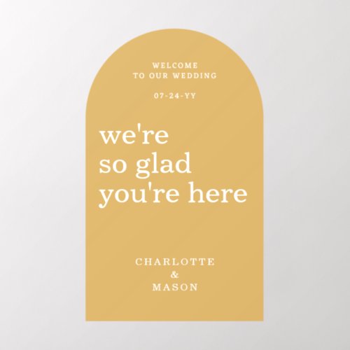 Wedding Welcome Sign Simple Modern Gold Wall Decal