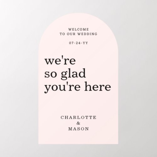 Wedding Welcome Sign Simple Modern Ivory Black Wall Decal