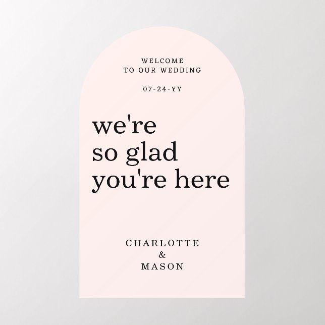 Wedding Welcome Sign Simple Modern Ivory Black Wall Decal (Insitu 2)