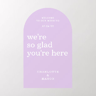Wedding Welcome Sign Simple Modern Lilac Wall Decal