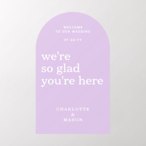 Wedding Welcome Sign Simple Modern Lilac Wall Decal