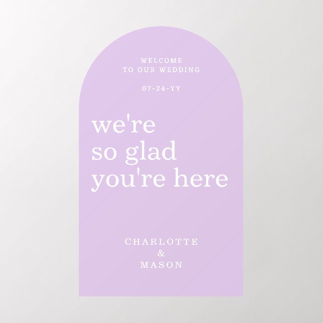 Wedding Welcome Sign Simple Modern Lilac Wall Decal (Insitu 2)
