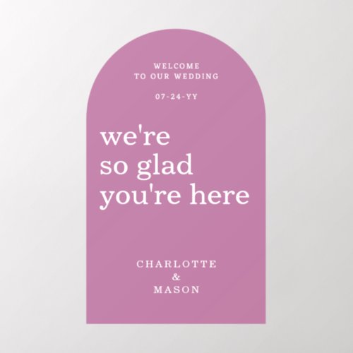 Wedding Welcome Sign Simple Modern Mauve Wall Decal