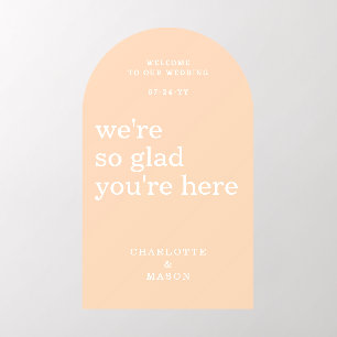 Wedding Welcome Sign Simple Modern Peach Wall Decal