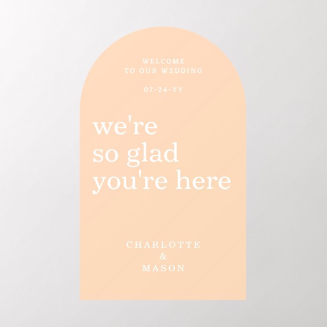 Wedding Welcome Sign Simple Modern Peach Wall Decal (Insitu 2)