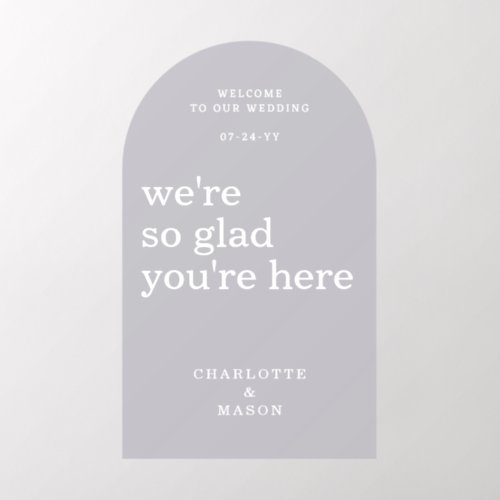 Wedding Welcome Sign Simple Modern Pewter White Wall Decal