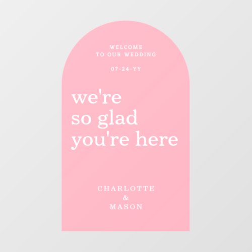 Wedding Welcome Sign Simple Modern Pink Wall Decal