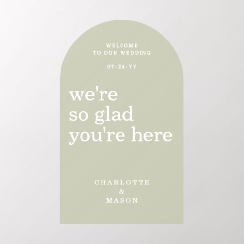 Wedding Welcome Sign Simple Modern Sage Wall Decal