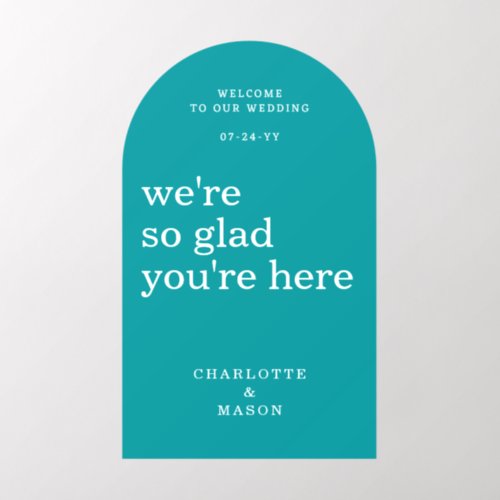 Wedding Welcome Sign Simple Modern Teal Wall Decal