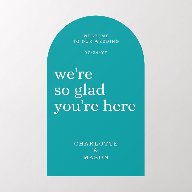 Wedding Welcome Sign Simple Modern Teal Wall Decal (Insitu 2)
