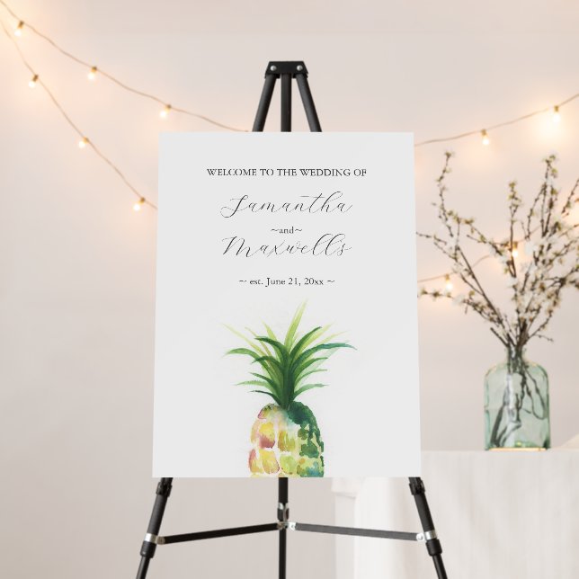 Wedding Welcome Sign Simple Pineapple (In Situ (Stand))