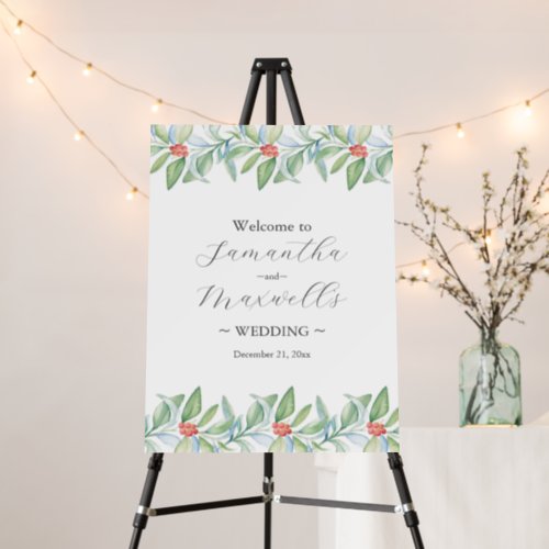 Wedding Welcome Sign Simple Winter Botanical